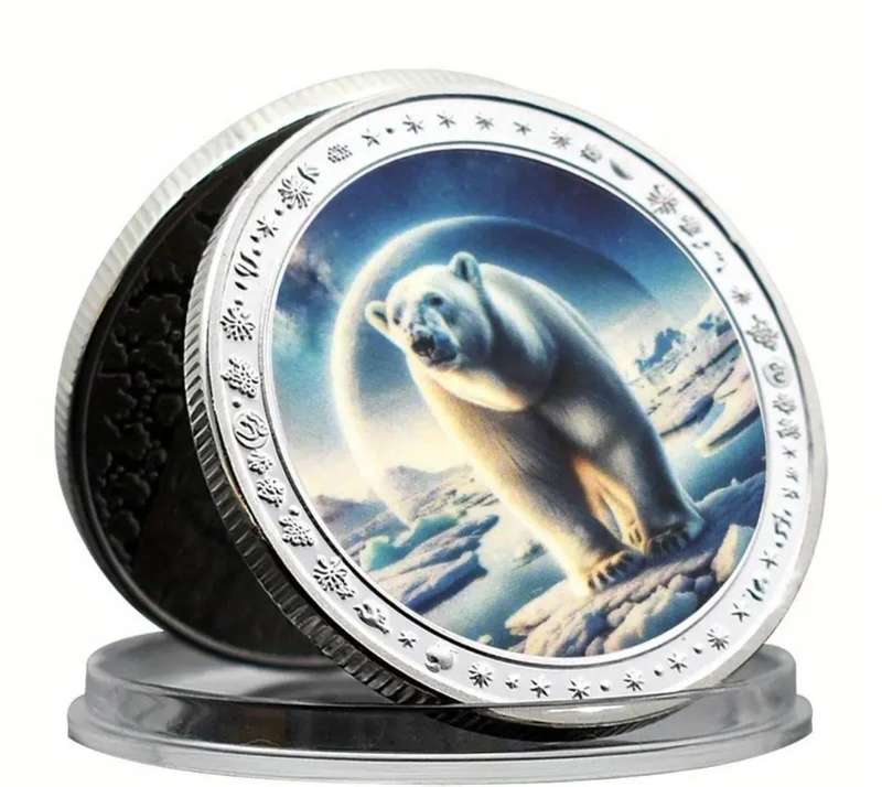 12 pc's Polar Bear Family Coin Set in Box New Silver Plated