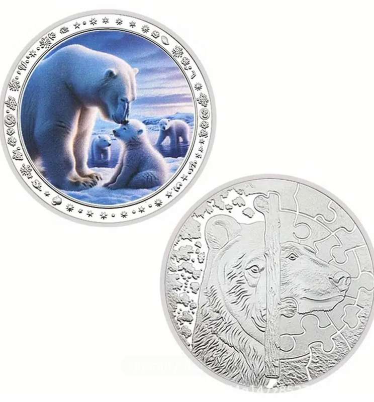 12 pc's Polar Bear Family Coin Set in Box New Silver Plated