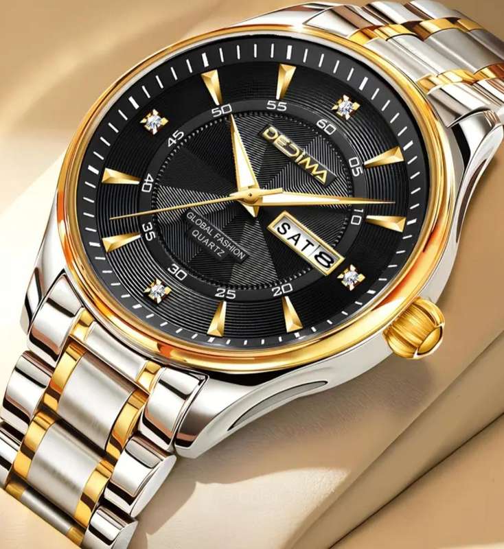 Men's Double Calendar Luminous Watch in Box New High End Trendy Fashion Men's Watch With Black Dial.