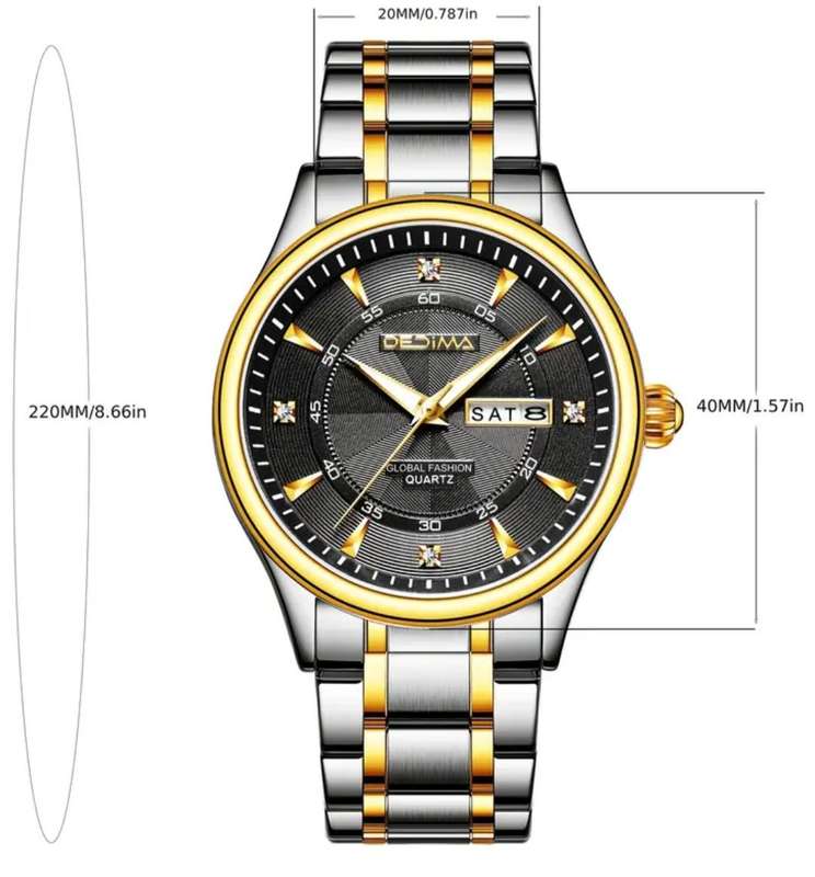 Men's Double Calendar Luminous Watch in Box New High End Trendy Fashion Men's Watch With Black Dial.