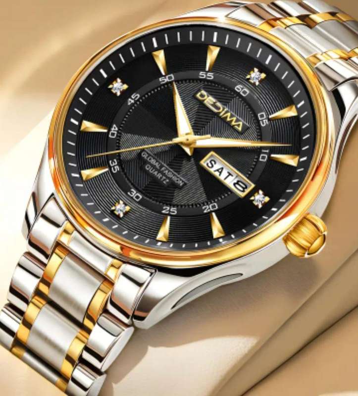 Men's Double Calendar Luminous Watch in Box New High End Trendy Fashion Men's Watch With Black Dial.