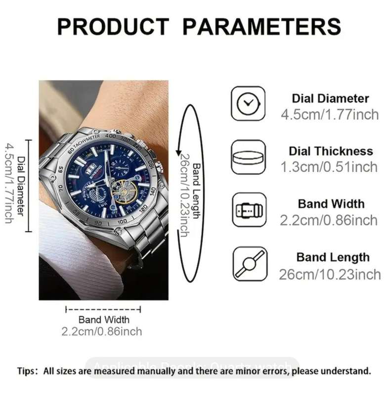 BinBond Quartz Men's Watch,Analog Display Luminous, ,Date Display , 3ATM Water Resistant. New in Box