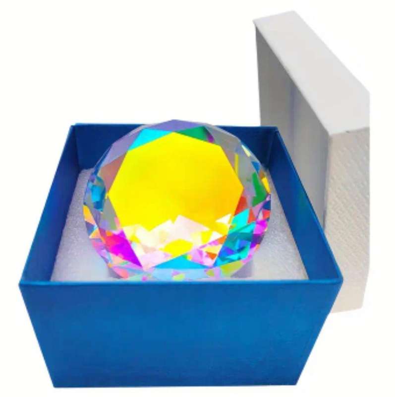 60mm (2.36in) Big Crystal Rhinestone in a Diamond Shape "Multicolored" Lovely,Excellent, item in Box