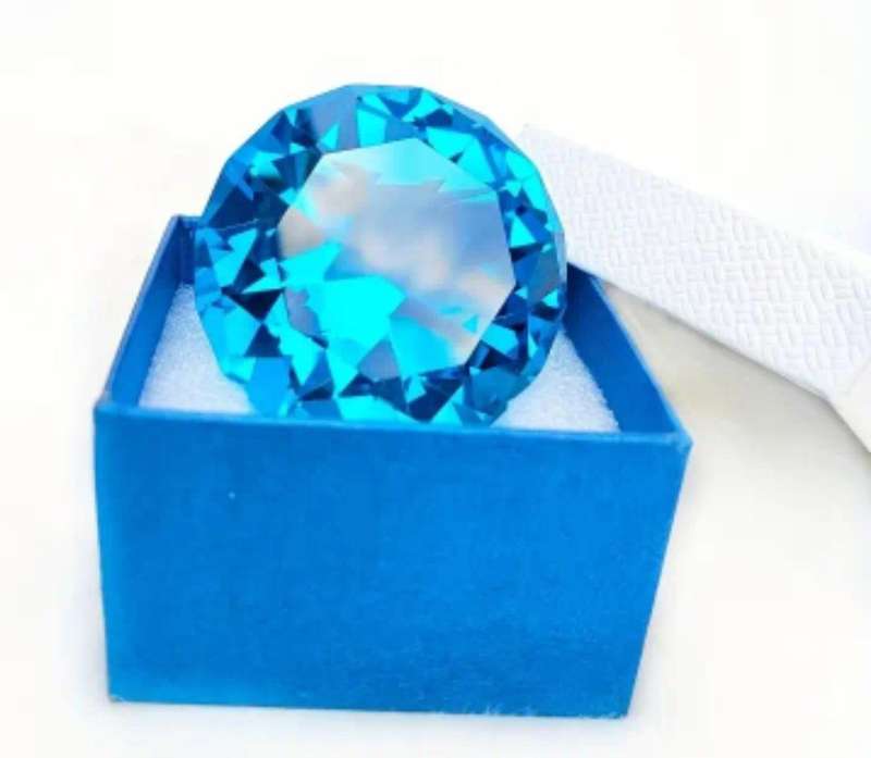60mm ( 2.36in) Big Crystal Rhinestone in Diamond Shape "Lake-Blue" Lovely, Excellent, item in Box.