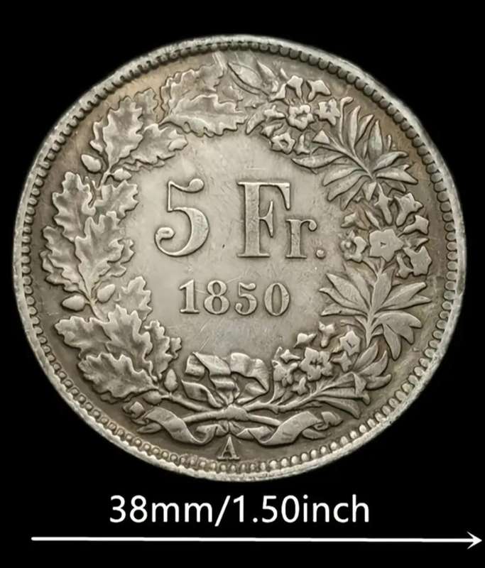 1850 Swiss 5 Frank Commemorative Coin
