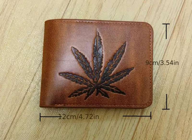 Men's Casual Leather Wallet With Leaf Design "New" Brown