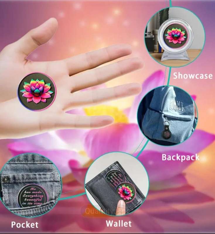 Laser Lotus Coin. Encourages Acceptance of Life's Moments & Challenges,Symbolizes Growth & Transform
