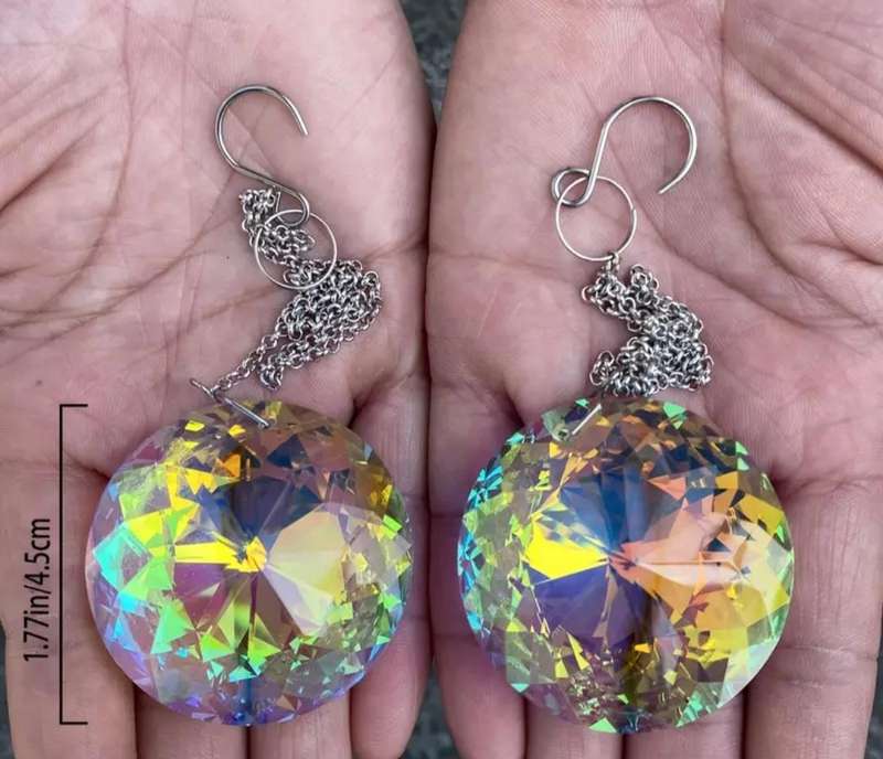 2Big Circle Crystal Sun Catchers,Hanging Sun Catchers with Glass Prism,Rainbow Maker Home Decoration