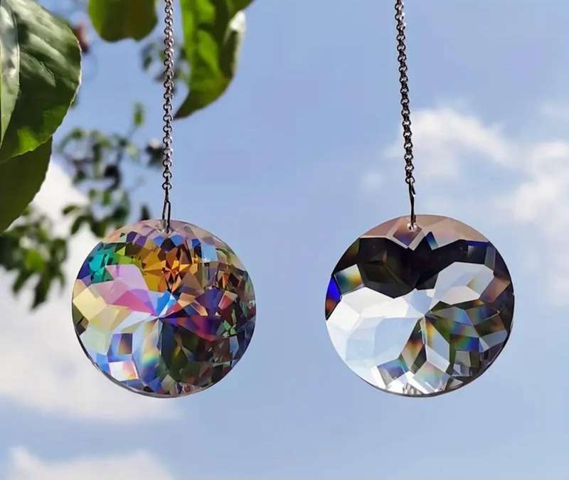 2Big Circle Crystal Sun Catchers,Hanging Sun Catchers with Glass Prism,Rainbow Maker Home Decoration