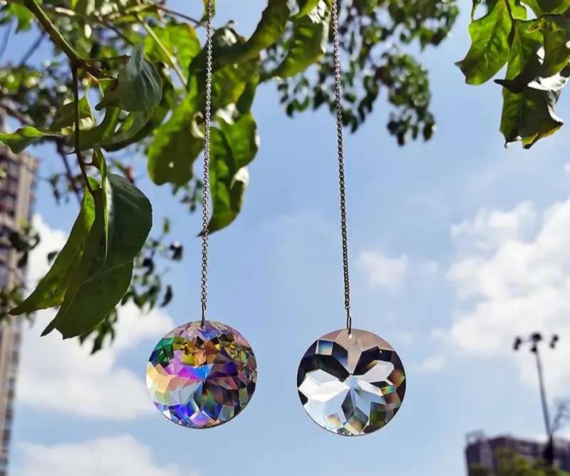 2Big Circle Crystal Sun Catchers,Hanging Sun Catchers with Glass Prism,Rainbow Maker Home Decoration