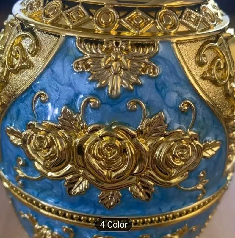 Elegant Luxury Rose-Embellished Automatic Toothpick Dispenser Earopean Stayle " Golden Sky-Blue"