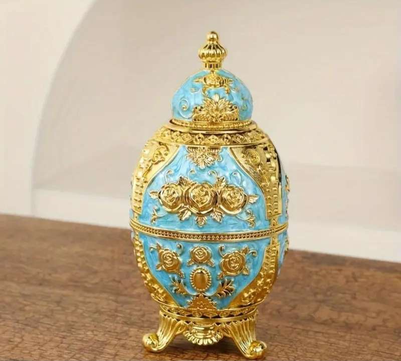 Elegant Luxury Rose-Embellished Automatic Toothpick Dispenser Earopean Stayle " Golden Sky-Blue"