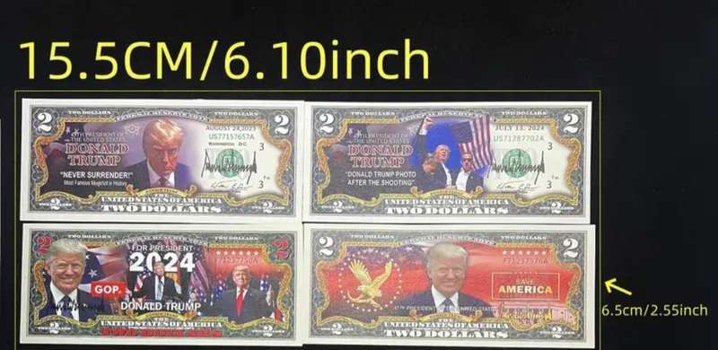 4pcs Donald Trump 2 Dollar Commemorative Collector's Banknotes Set. - Anti-Counterfeit,"Never Bend"
