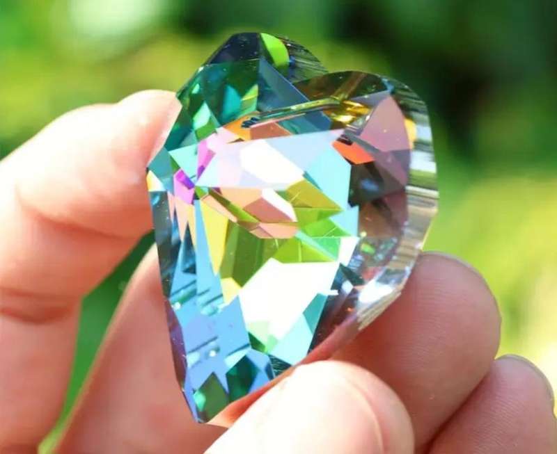 Colorful Big Heart Shape Crystal Sun Catcher. Hanging Ornament. New 45 mm