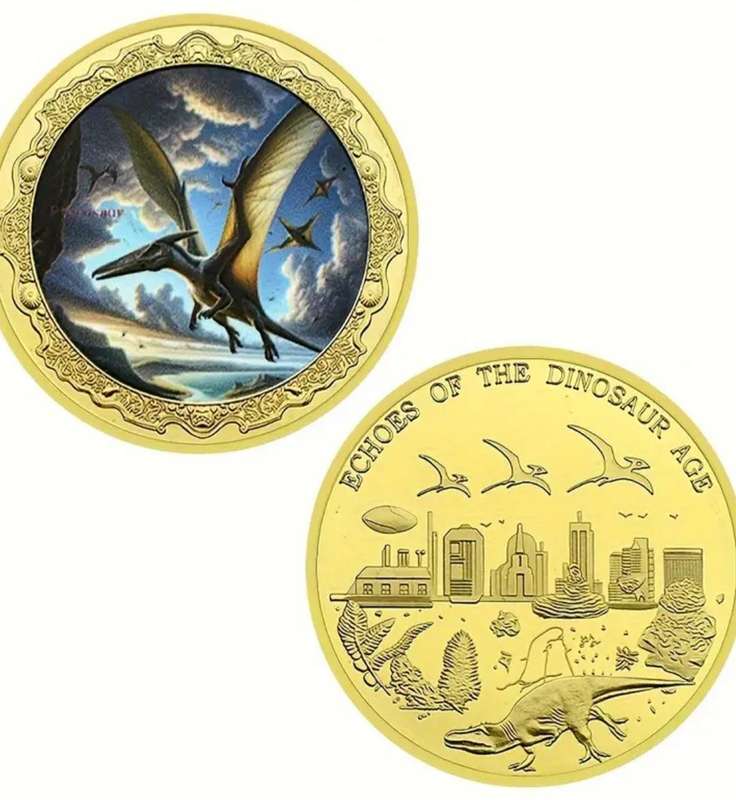 6 Dinosaur Commemorative Coin Set 6 Vintage Designs New