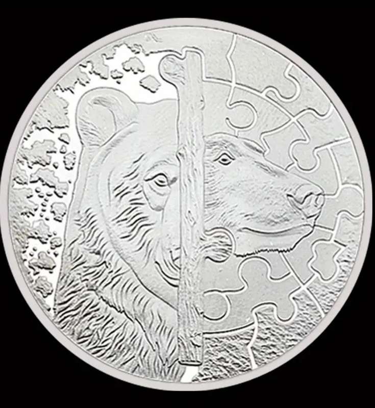 Rare Animals 6 Polar Bear Silvery Plated Commemorative Coin Set in Display Box.  "Excelled"