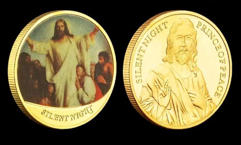 Silent Night Prince of Pease Gold Plated Coin New in Capsule  40mm Commemorative Coin.