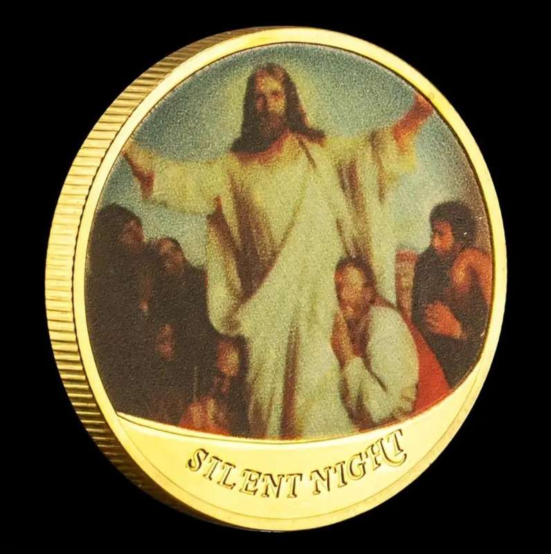 Silent Night Prince of Pease Gold Plated Coin New in Capsule  40mm Commemorative Coin.