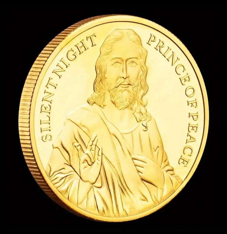 Silent Night Prince of Pease Gold Plated Coin New in Capsule  40mm Commemorative Coin.