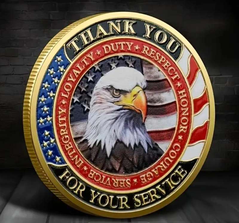 Honouring All Who Served "THANK YOU" Gold Plated Commemorative Coin. 40mm  New.