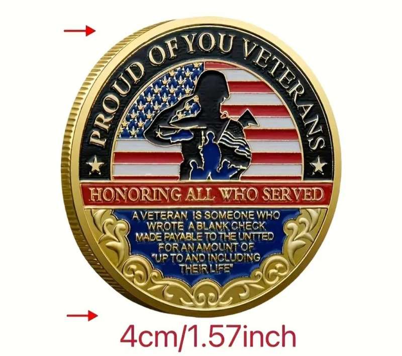 Honouring All Who Served "THANK YOU" Gold Plated Commemorative Coin. 40mm  New.