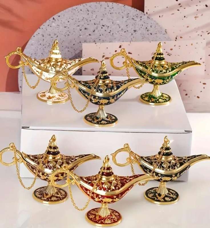 European Mini Aladdin Lamp Statues,Elegant Vintage Craftsmanship "6-Pack" New in Box.Indoor Ornament