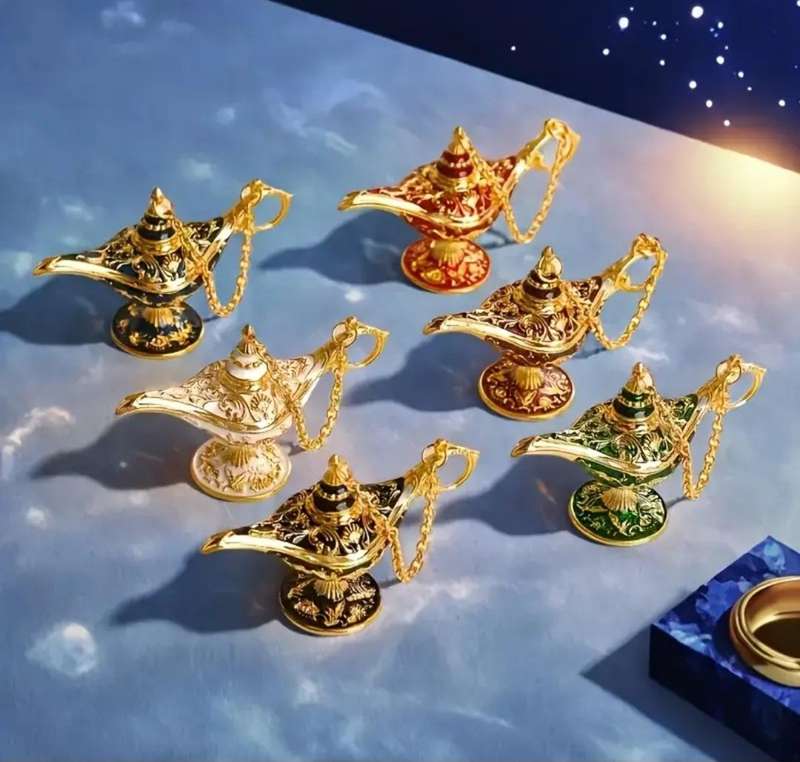 European Mini Aladdin Lamp Statues,Elegant Vintage Craftsmanship "6-Pack" New in Box.Indoor Ornament