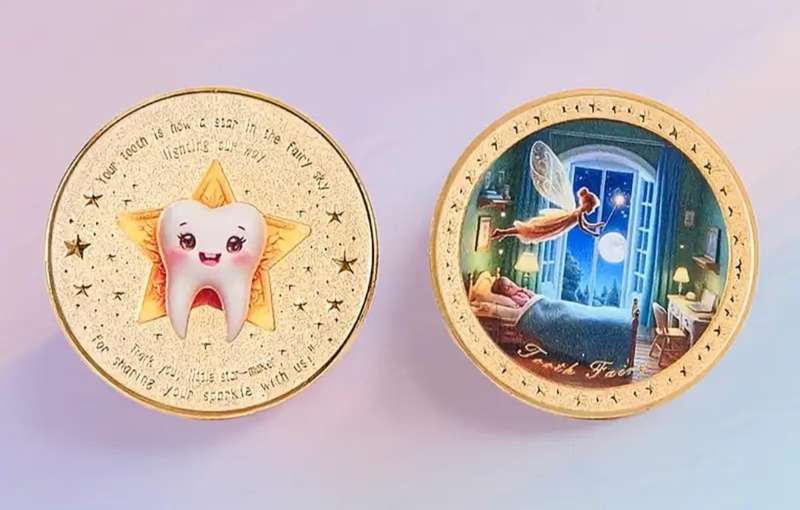 The Tooth Fairy Tooth Exchange Gold Plated Commemorative Coin Set. Full Set of 4 Difficult to get