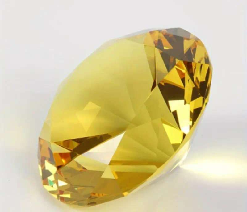 6cm Large Crystal Rhinestone Diamond  "Yellow " Lovely, Excellent,in Box. Crystal "123- Grams".