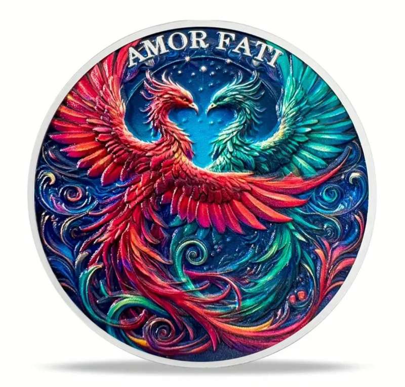Amor Fati  Wisdom Begins in Knowing Yourself Silver Plated Commemorative Coin New in Capsule. Great