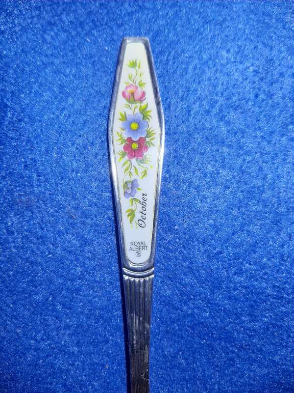 Royal Albert silver plated Flower of the Month teaspoon set of 12.