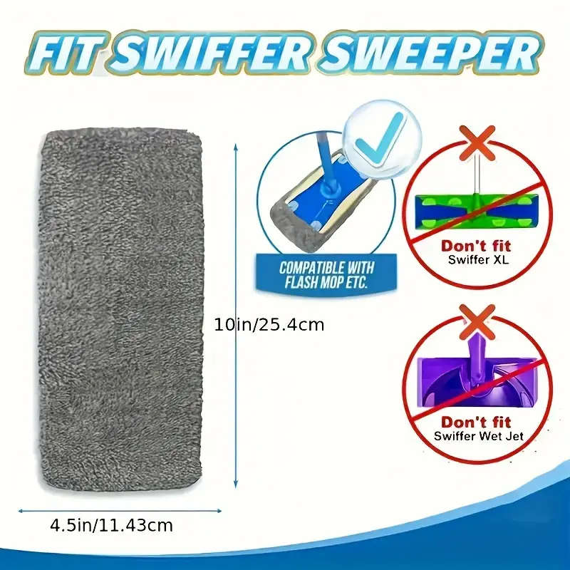 2 pcs Coral Fleece Reusable Microfiber Mop Pads