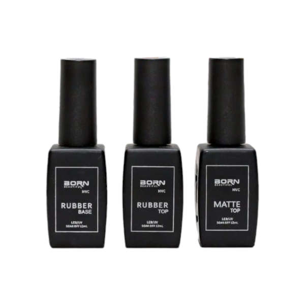 Born Beautiful Rubber Base, Top & Matte Top - Set of 3