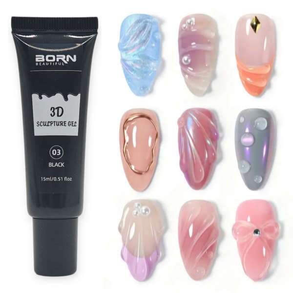 Born Beautiful 3D Sculpture Gel 15ml - 03 Black