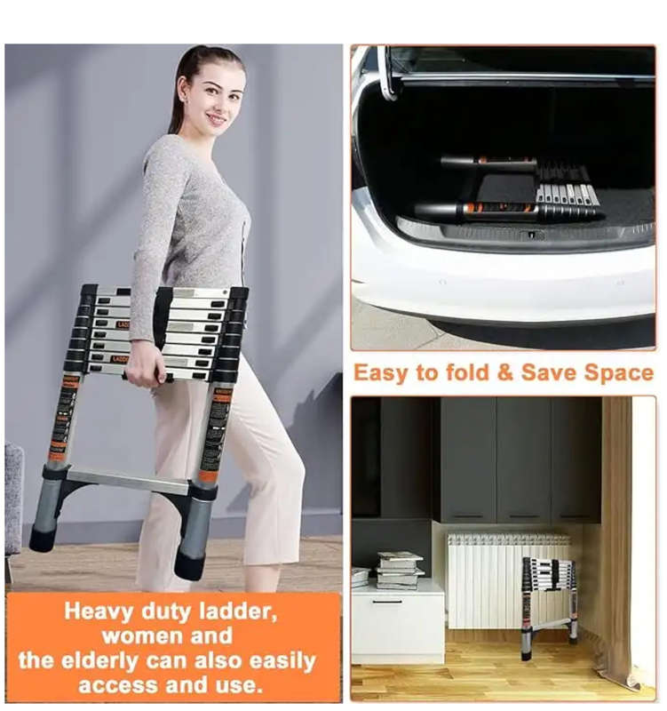 5.8M Telescopic Ladder Aluminum Alloy Foldable Extension Ladder
