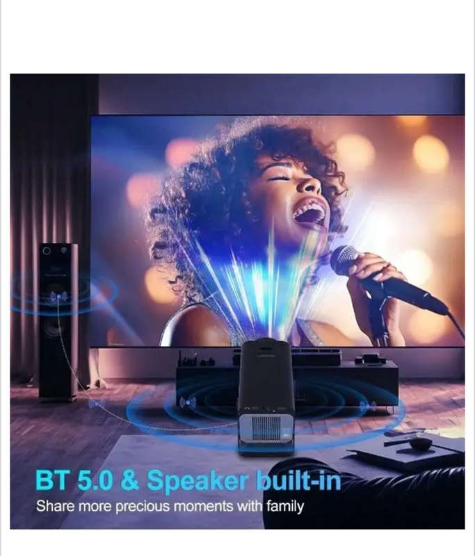Full HD 4K Projector With Dual HiFi Stereo Surround Sound - Black