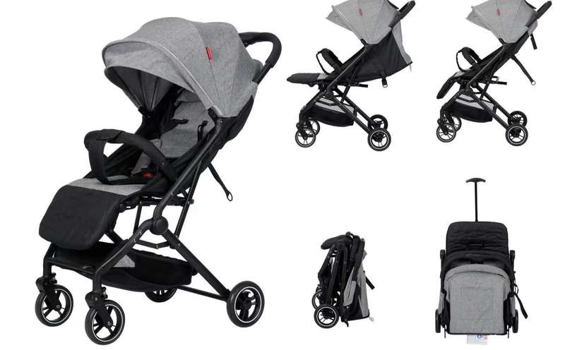 Ultra-Compact Lightweight Travel Stroller Stroller Pram (2, Black, Grey)