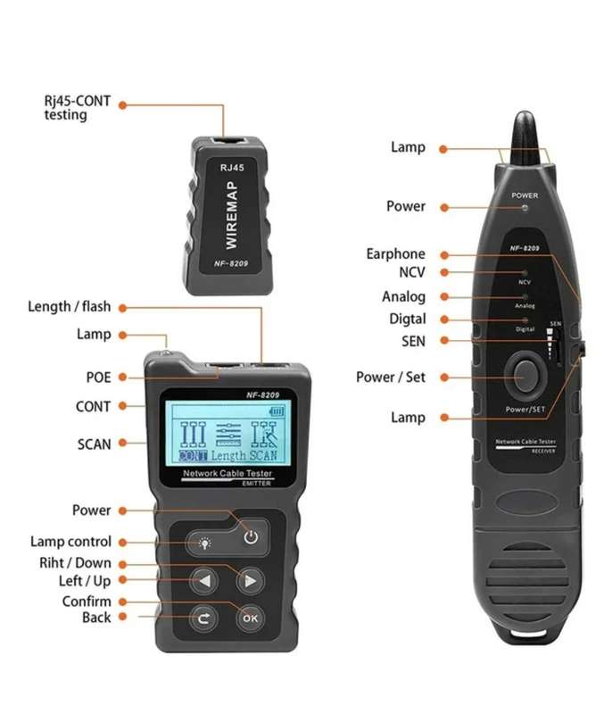 Network Cable Ethernet Tester LAN CAT5 CAT6 Tracker & Wiremap Tester