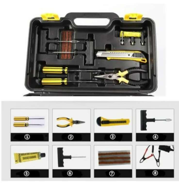 Double Cylinder Air Compressor With Emergency Tyre Repair Kit