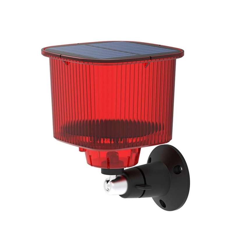 Solar Bird Repeller Flashing Light Animal Repellent Sound Light Alarm - Red