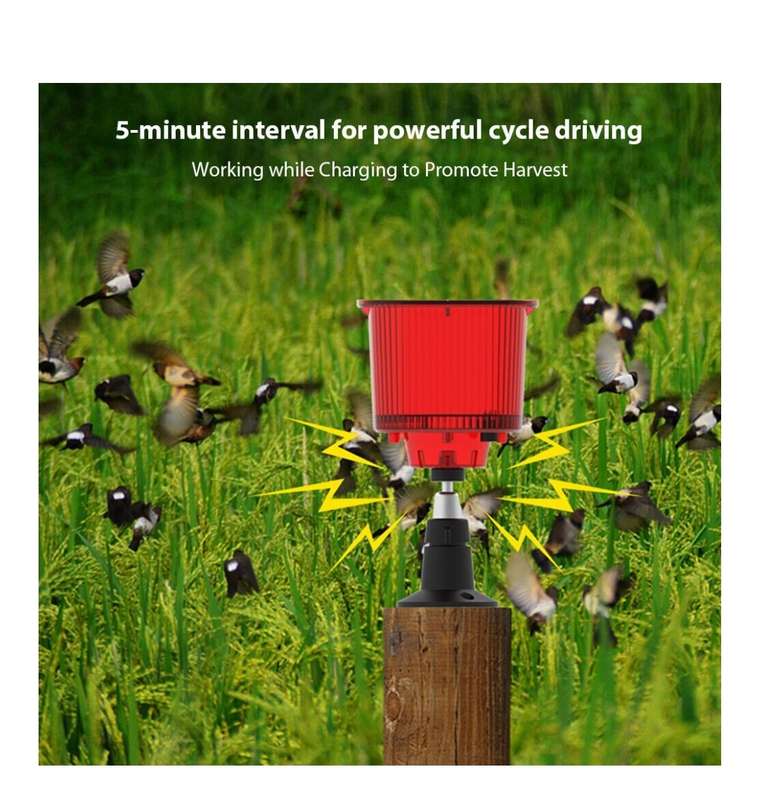 Solar Bird Repeller Flashing Light Animal Repellent Sound Light Alarm - Red