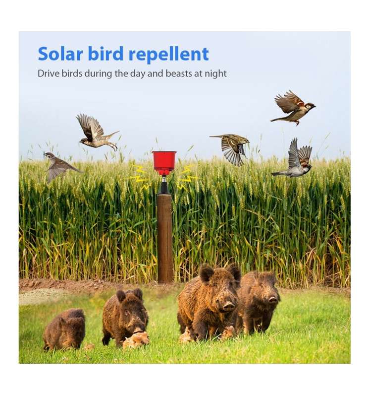 Solar Bird Repeller Flashing Light Animal Repellent Sound Light Alarm - Red
