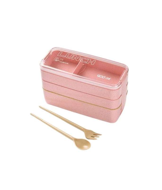 900ml Microwavable 3 Layer Lunch Box With Cutlery Set
