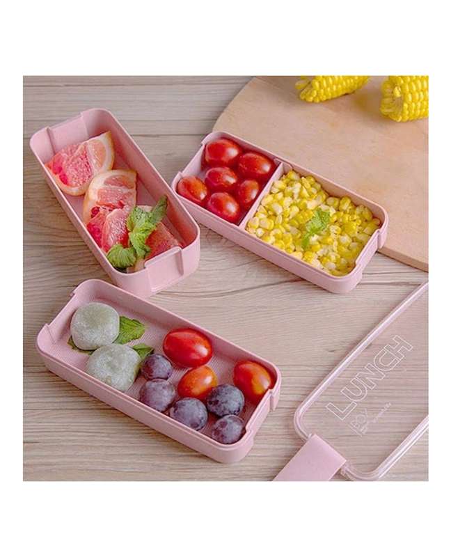 900ml Microwavable 3 Layer Lunch Box With Cutlery Set