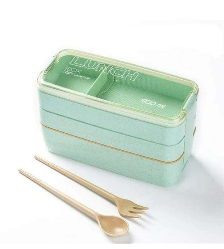 900ml Microwavable 3 Layer Lunch Box With Cutlery Set