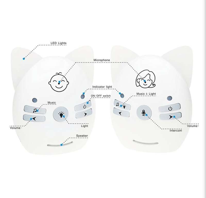 V30 Wireless Audio Baby Monitor Support Voice Monitoring + Intercom + Night Light without Battery
