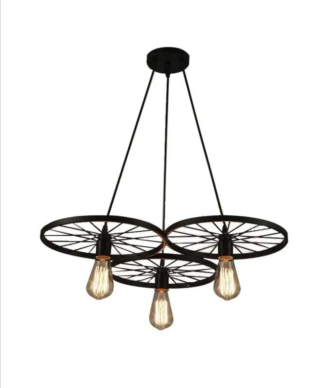 Three spoked wheel pendant light