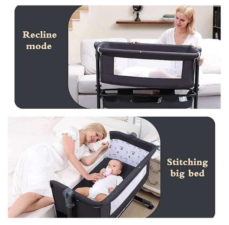 3 In 1 Foldable Bedside Baby Bassinet Sleeper Crib With Bed Net