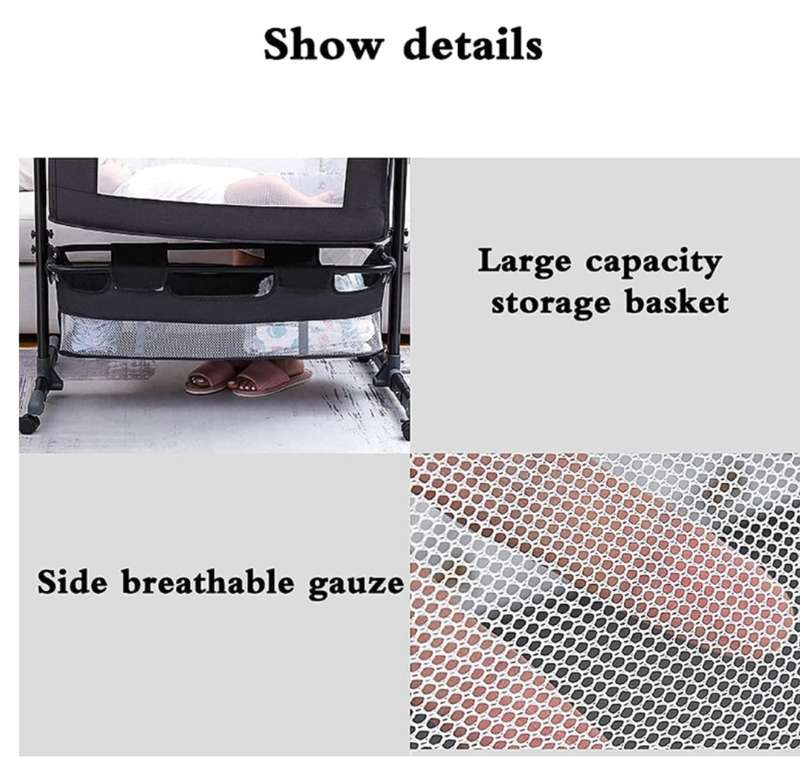 3 In 1 Foldable Bedside Baby Bassinet Sleeper Crib With Bed Net