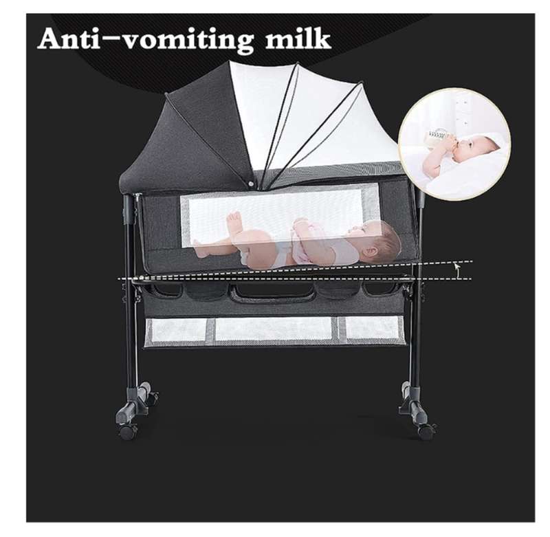 3 In 1 Foldable Bedside Baby Bassinet Sleeper Crib With Bed Net
